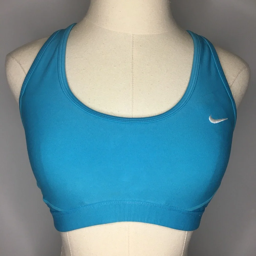 NIKE Turquoise Blue Racer Back Mesh Sports Bra XS Athletic Yoga Sporty